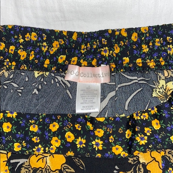 Black Flowy Shorts with Yellow and Blue Flowers - Picture 5 of 5